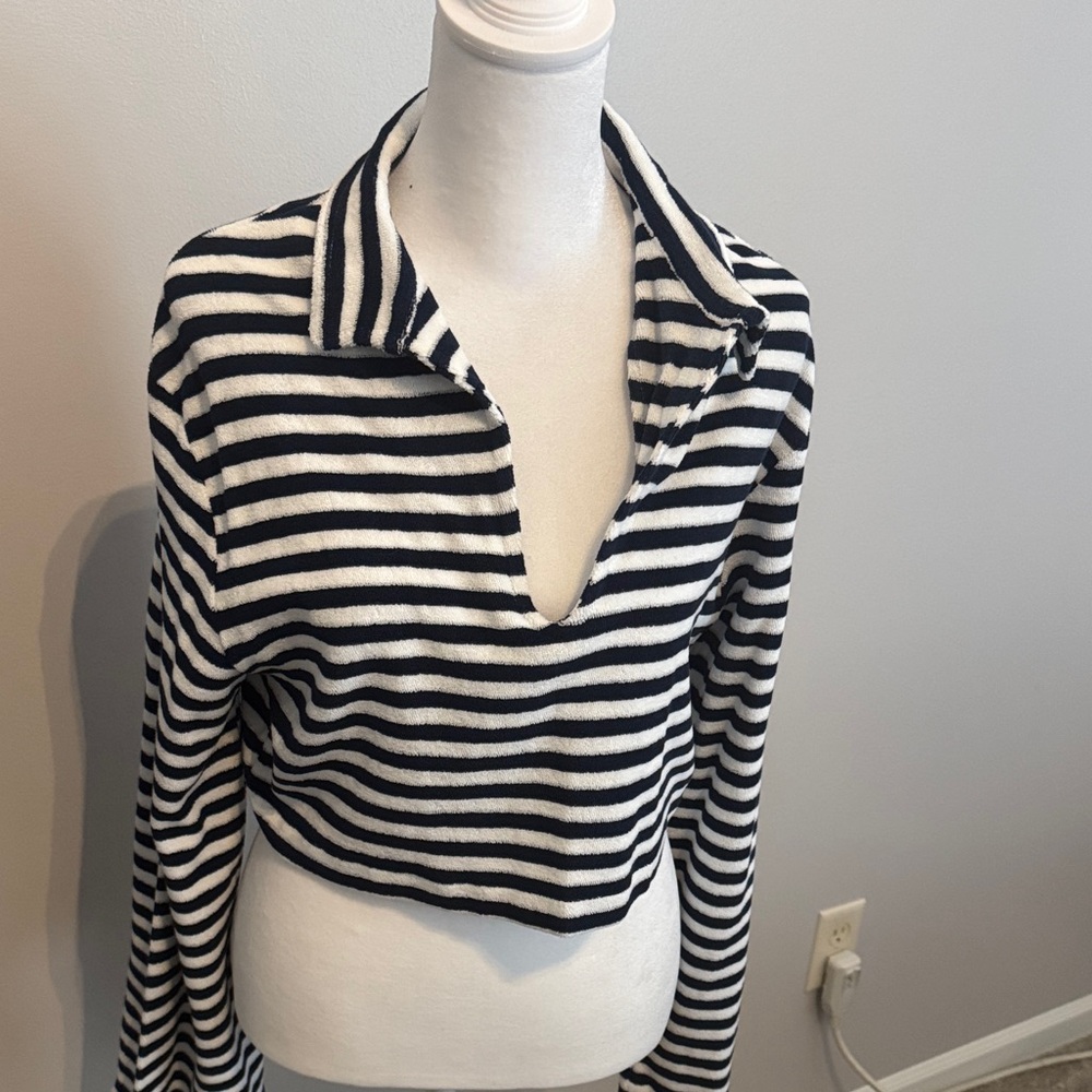 Striped navy blue and White Women's Top